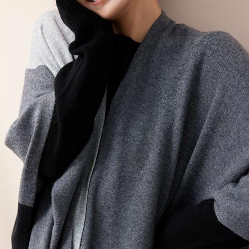 Elegante capa de punto tipo chal sofisticado poncho cálido invierno 6