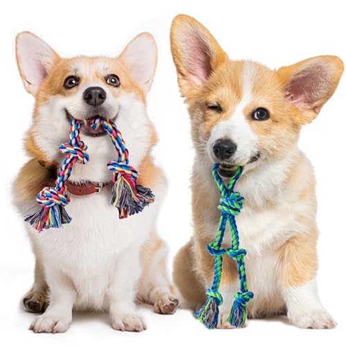 SHARLOVY Confezione da 2 giocattoli per dentizione per cuccioli, giocattoli per cani di piccola taglia per masticatori aggressivi, giocattoli da masticare per cuccioli di taglia piccola