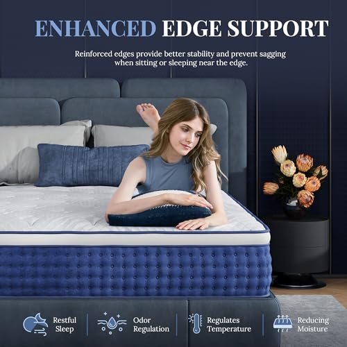 Image of Queen Size Mattress, 10 Inch Queen Size Hybrid Mattresses in a Box