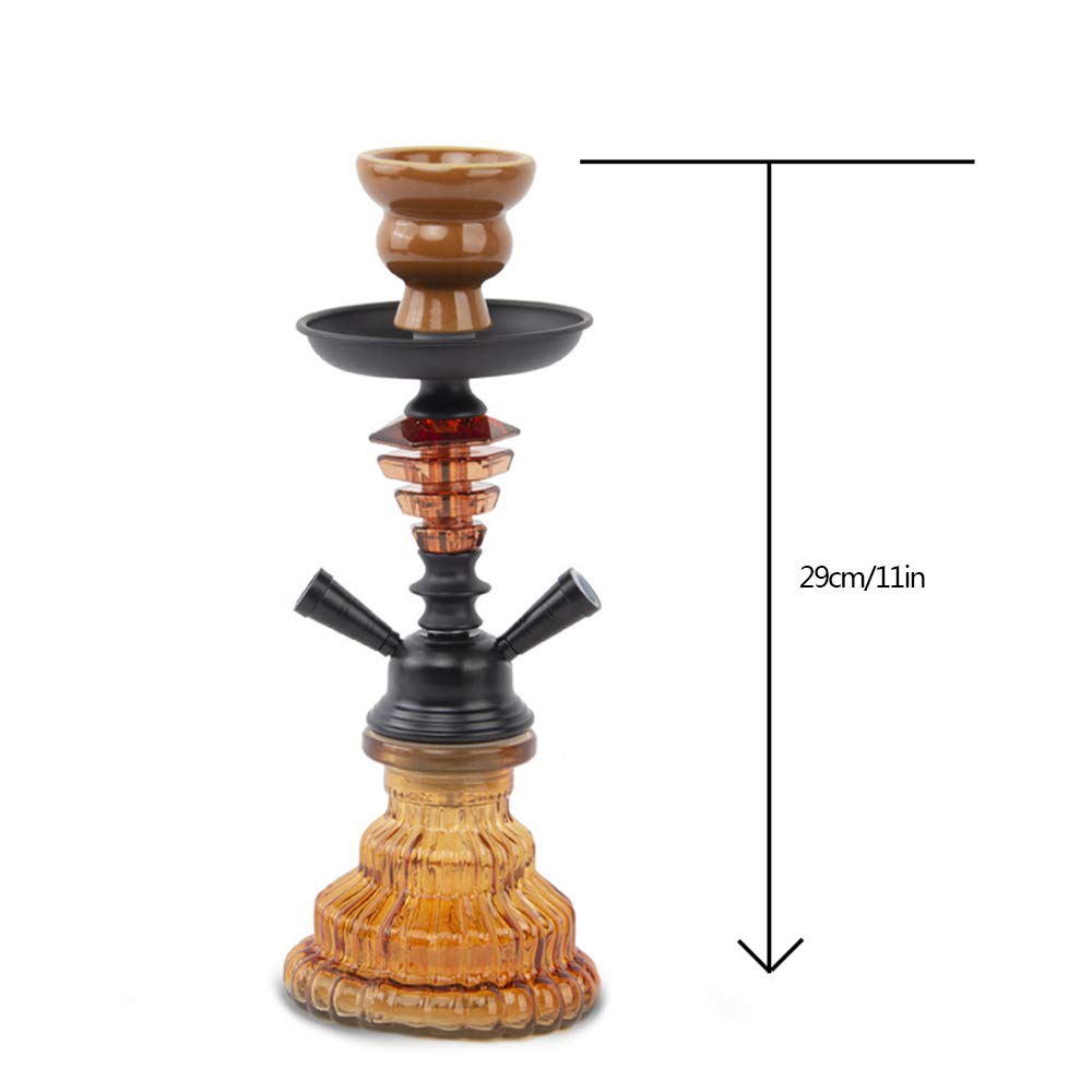 Juego para Fumar Hookah Pipe Shisha con 2 Mangueras Y un Cuenco de Cerámica, Kit de Shisha de Lujo, Jarrón de Agua de Vidrio, Juego de Shisha, Kit de Inicio de Cachimba