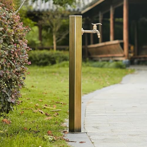 Columna de agua vertical para jardín, grifo de bloqueo anticongelante con soporte de manguera independiente, fuente de patio al aire libre e hidrante de riego para jardín y patio