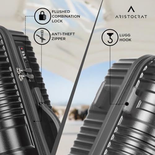 Image of Aristocrat Lineo Set of 3 Trolley 55, 65 & 75cm | S+M+L | Hard Luggage | 8-Wheel Suitcase for Travel | Combination Lock with Anti-Theft Zipper | Polycarbonate | 3 Years International Warranty (Grey)