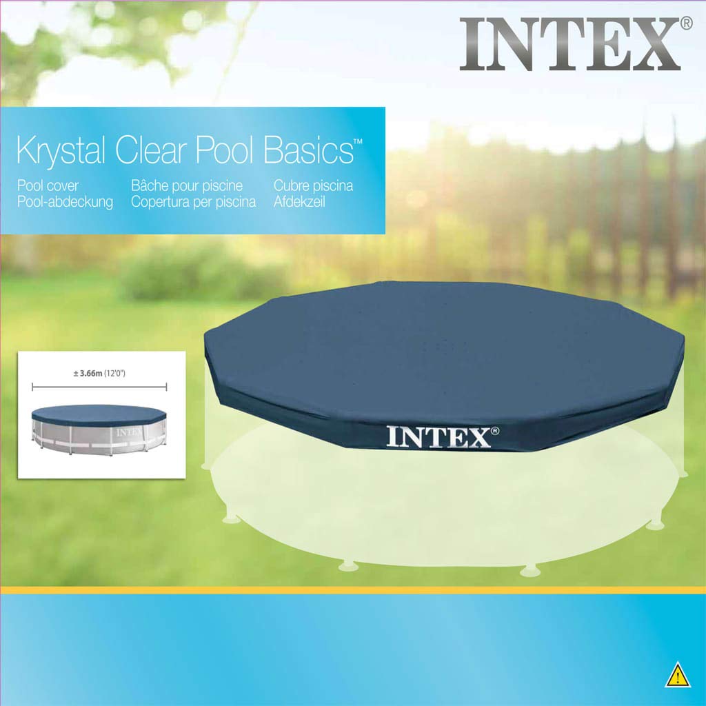 Intex 28031 Copertura Rotonda Per Piscina Fuori Terra, Diametro 3,66 M, In PVC Con Corda E Fori Di Drenaggio