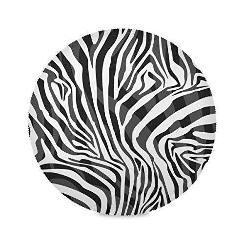 TropicalLife Lot de 6 sets de table ronds avec motif zèbre et antidérapants lavables pour la maison, la cuisine, la salle à manger, la table 39 cm