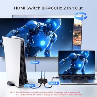 UGREEN HDMI 2.1 Switch 2 in 1 Out 8K@60Hz Ultra HD Supports 4K@240Hz 4K@120Hz VRR HDR10+ Dolby Atmos 48Gbps HDMI Switcher Compatible with Switch/Switch 2 PS5 Xbox Roku Firestick Apple TV