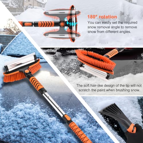 Kit de escova de neve para carro, raspadores de gelo extensíveis de 106 cm e escovas de neve para pa