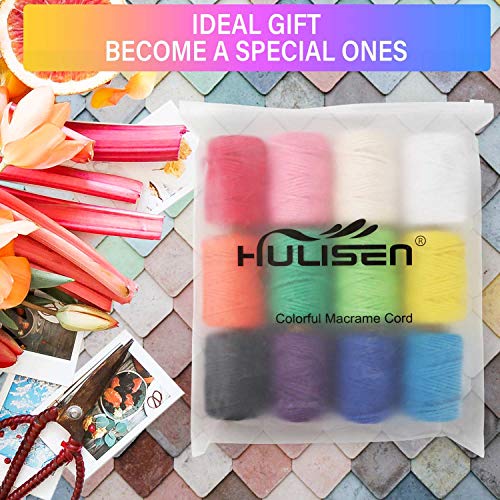 Hulisen Macrame Cord, 3Mm X 396 Yards Natural Cotton Twine, 12 Rolls 4 Strand Colored Macrame String, Colorful Cotton Rope For Diy Crafts Knitting, Artworks, Wall Hanging, Plant Hangers #TOP5