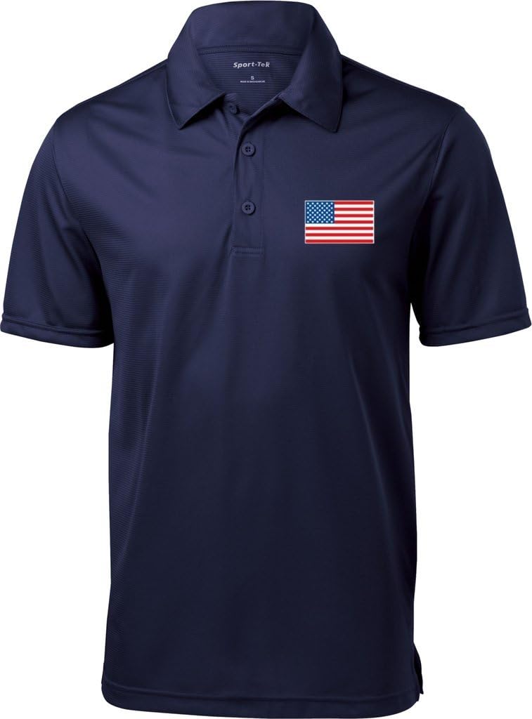 Buy Cool Shirts Mens US Flag (Pocket Print) Textured Polo Shirt