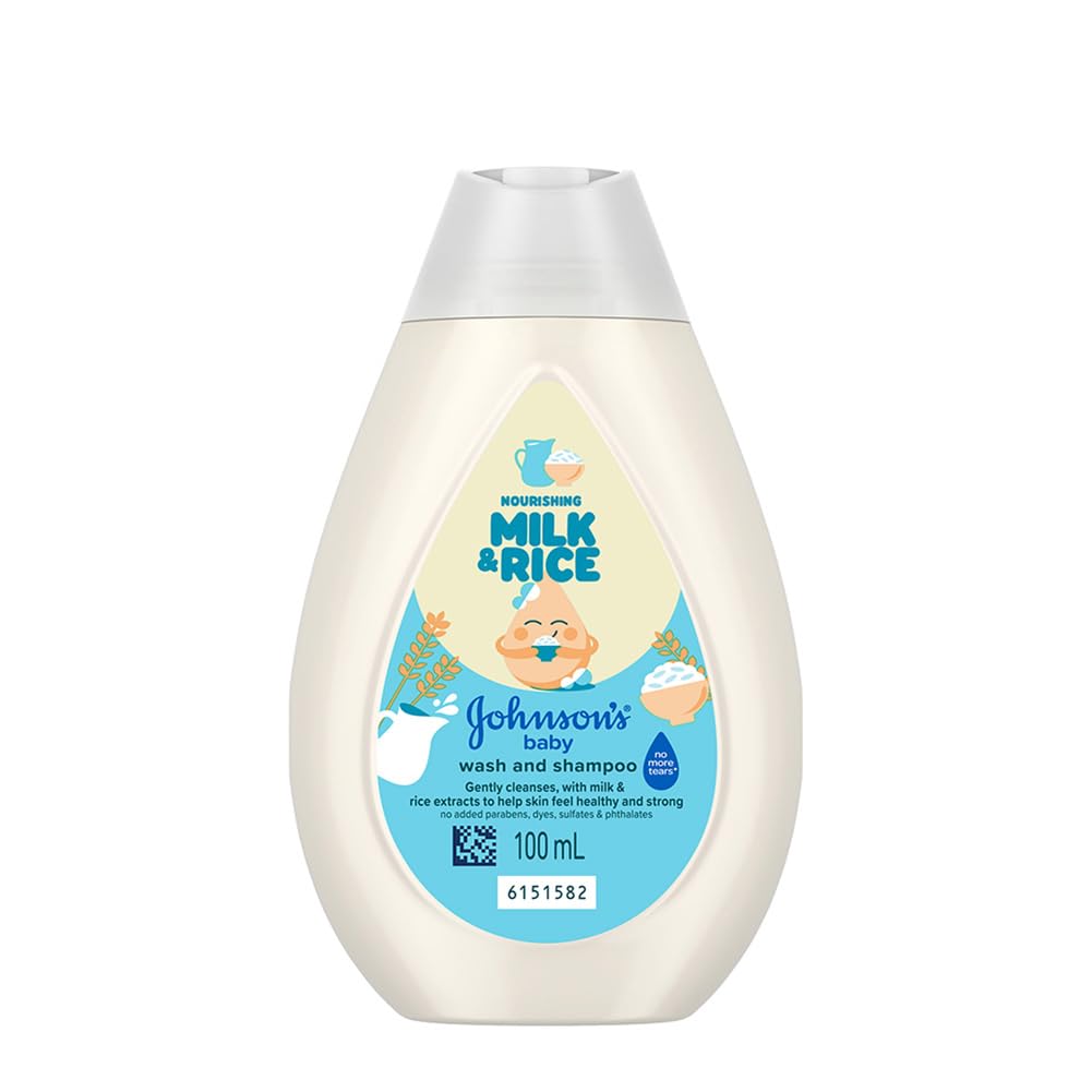 Johnson’s Baby Nourishing Milk & Rice Wash & Shampoo | 2‑in‑1 Gentle Cleanser for Newborn Hair & Skin | No More Tears | 100 ml-image-8