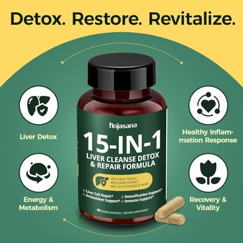 HojaSana Milk Thistle Liver Support - 80% Silymarin, 15-in-1 Formula with Glutathione, NAC, Turmeric, Artichoke and Reishi - Antioxidant, Metabolism and Energy Support - 60 Capsules, 30-Day — view 4