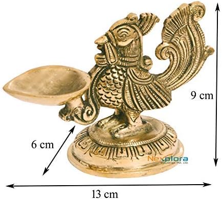 phareLamp Presents Premium Brass Bird Design Diya | Deepak | Oil Lamp in Glossy Antique Finish | Puja Item #A266