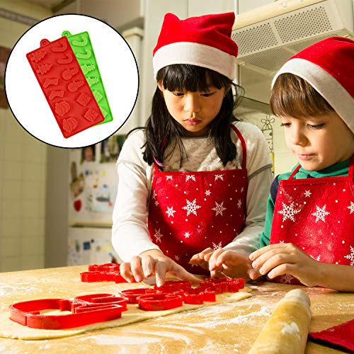 Aneco 6 Pieces Christmas Silicone Cake Chocolate Candy Molds Set Non Stick Candy Molds Cookies Baking Trays Pan With Christmas Elements Shapes For Party Decoration, 2 Colors #TOP6