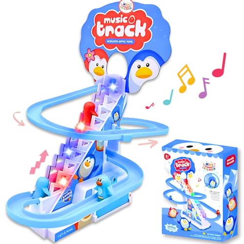MiniExplorer Penguin Track Toys for Kids - Small Penguins Stair Climbing Toys for Kids, Escalator Toy with Lights and Music - 3 Penguins Included (Penguin Track Slide) (B0DC64X1BW) Amazon Price History, Amazon Price Tracker