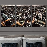 3 Piece Framed Canvas Wall Art City Illuminations Canvas Prints Home Artwork Decoration for Living Room,Bedroom - 16