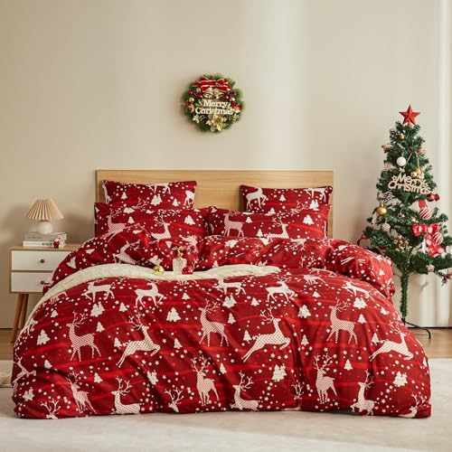 Weihnachts Bettwäsche 160x210 18 Luowei Winter Weihnachts Bettwäsche 155x220 cm Rot Komfort...