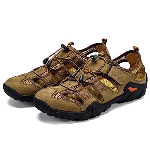 ChicWind Men's Leather Fisherman Sandals Closed Toe Outdoor Hiking Athletic Sport Water Shoes3