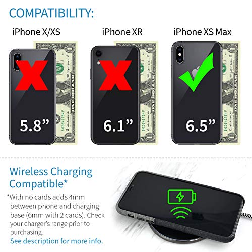 Dockem Iphone Xs Max Wallet Case: Built-In Metal Plate For Magnetic Mounting & 2 Credit Card Holder Slots (6.5" Luxe M2 Synthetic Leather, Black & Grey) #TOP1