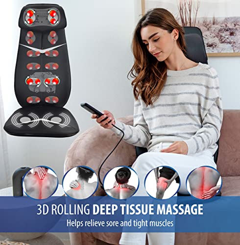 Zyllion Shiatsu Neck And Back Massager - 3D Kneading Deep Tissue Full Body Massage Chair Seat Cushion Pad With Heat And Vibration For Muscle Pain Relief, Home And Office - Black (Zma-33-Bk) #TOP2