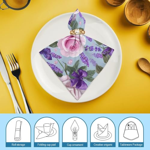 Servilletas de tela cuadradas pack x6 color blanco floral miniatura 7