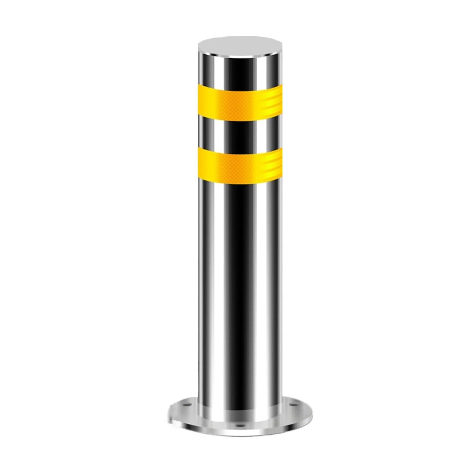 Bolardo de seguridad reflectante de acero inoxidable para uso industrial, control de acceso de garaje y estacionamiento, poste de seguridad de 60 cm con rayas de seguridad (1 unidad)