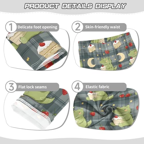 Cute Crocodile Strawberry Cake Girls Leggings Ultra Soft Compression Yoga Gym Pants for Kids 4-10T3