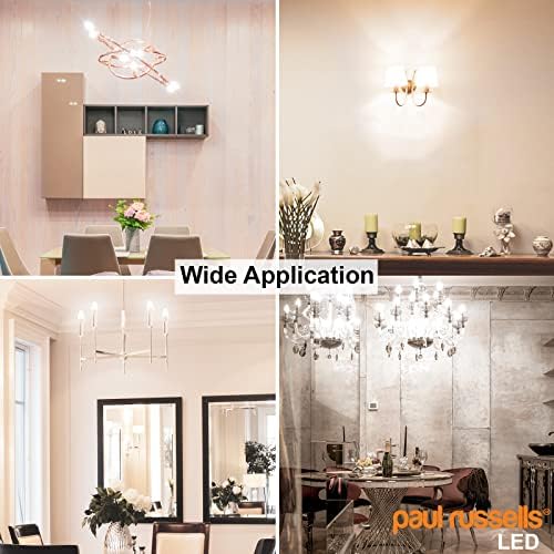paul russells Small Edison Light E14, 60W Bulbs, Cool White 4000K Lamps, 7W 600lm LED Bulbs, SES C37 Candle Energy Saving Chandelier Lightbulbs, Non-dimmable, Pack of 2