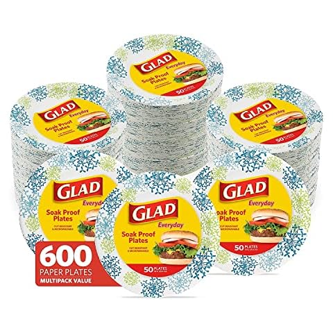 Glad Runde Einweg-Pappteller für alle Gelegenheiten, einweichfest, schnittfest Cover