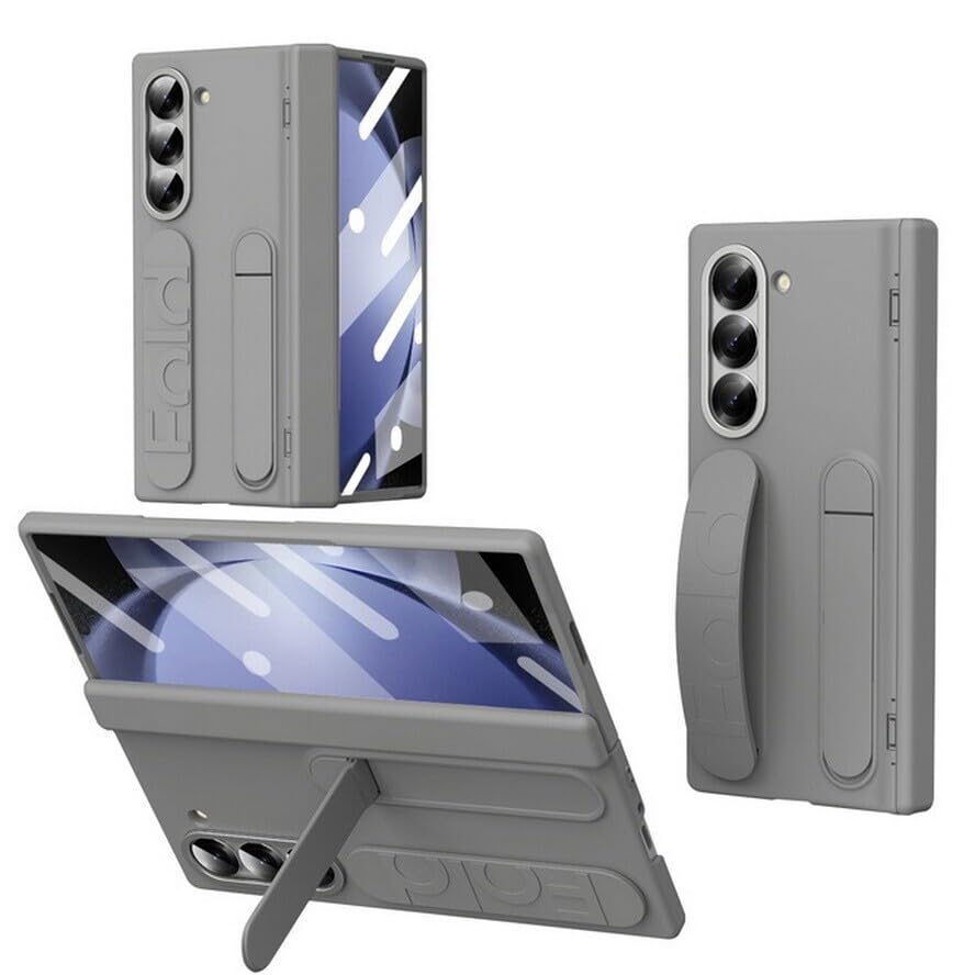 Coque Samsung Galaxy Z Fold 4 grise antichoc avec support rigide en silicone silicone