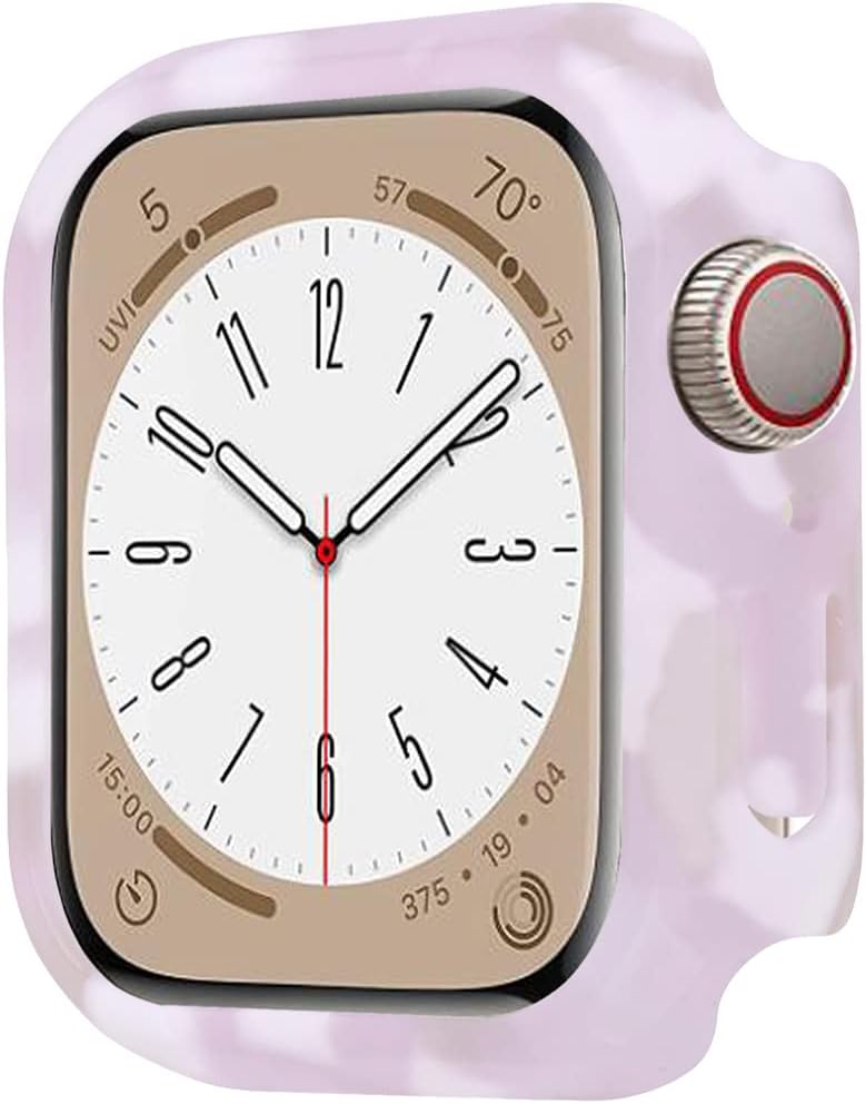 Compatible with Apple Watch Series 9 8 7 41mm Resin Case Resistant Impact Shockproof Protective All-Around Edge Protective PC Hard Bumper Cover Face for Apple Watch 41mm (Tortoise-Tone)