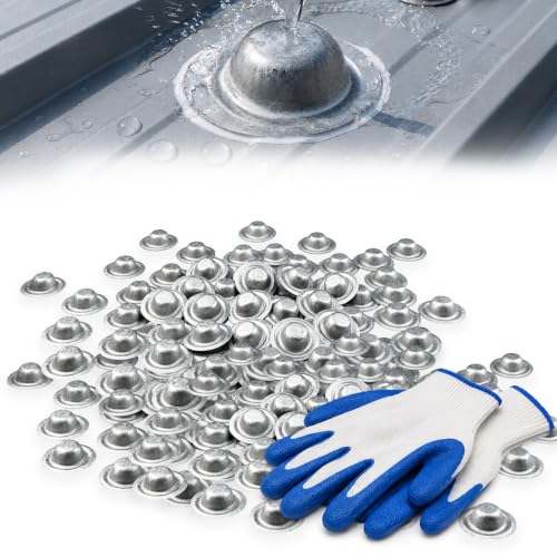 110 Pack Metal Roof Screw Caps Metal Roof Screws Cover Caps Rustproof & Waterproof Roofing Screw Cap Leak Prevention Protective Caps for Metal Roofing Screw Heads with Gloves