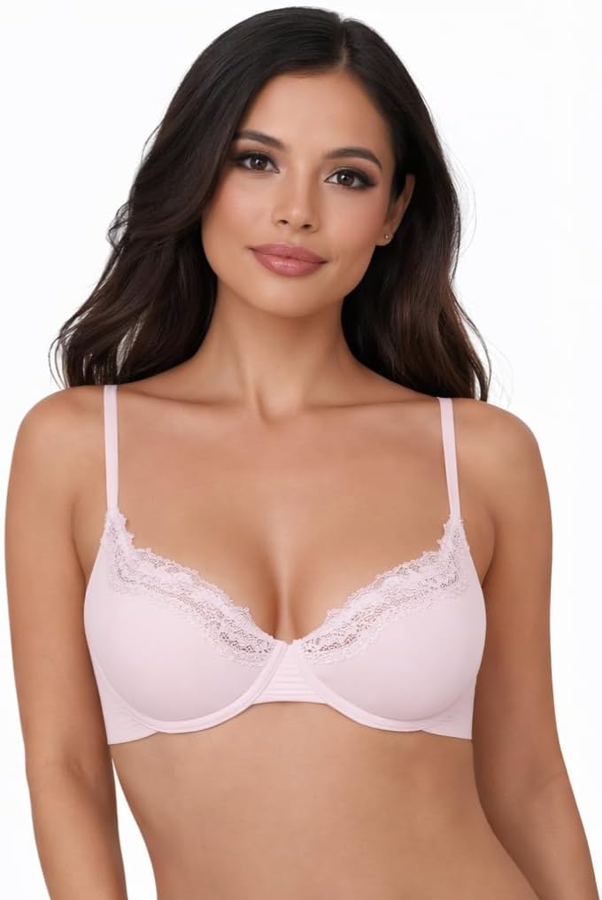 SOULINA Lace Sexy Underwire Bra for Women Comfortable Everyday Brasier con ARO No Push Up Natural Shape, Soft Stretch Encaje