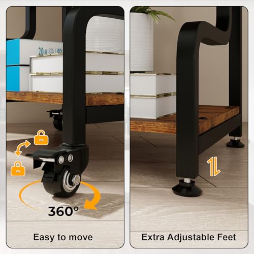 Image of Natwind Stylish 3 Tier Printer Stand, Office Desk Side Storage Shelf,Retro