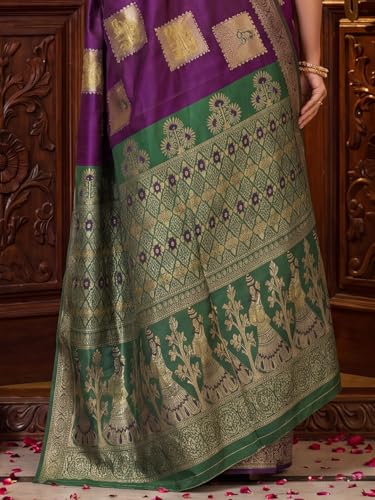 Image of AKHILAM Women's Kanjivaram Pure Soft Silk Saree For Women Saree With Unstitched Blouse Piece |Soft banarasi saree for women|silk saree pure silk