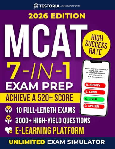 MCAT EXAM PREP MASTERY: Crack the MCAT with Smarter Study: 10 Full Exams, 3000+ High-Yield Questions, Visual Tools & Exclusive E-Learning Platform