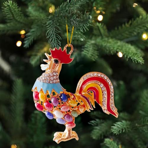 Chicken Christmas Ornaments 2026, Chicken Ornaments for Christmas Tree, Rooster Ornament with Rhinestones, Chicken Decorations,Gifts for Chicken Lovers — view 3