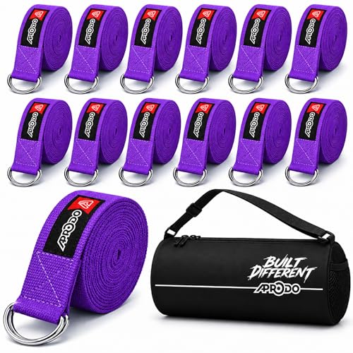 Image of Aprodo Yoga Strap (6 /8 /10 Feet Size Option) 1.5 inch Width 100% Cotton Straps with Adjustable D-Ring Buckle, Best for Yoga, body Flexibility & General Fitness