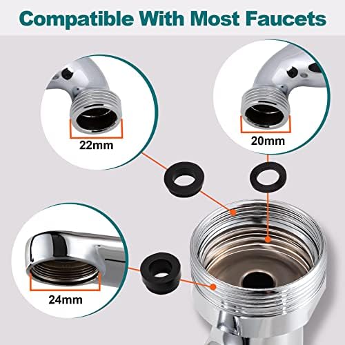 Spurtar 1440° Rotable Faucet Extender Bathroom Sink Tap Aerator Big Angle Kitchen Tap Extension Dual Mode Spray Head Water Saving Tap Attachment Adapter with Copper Lining Water Filter Tap, Silver