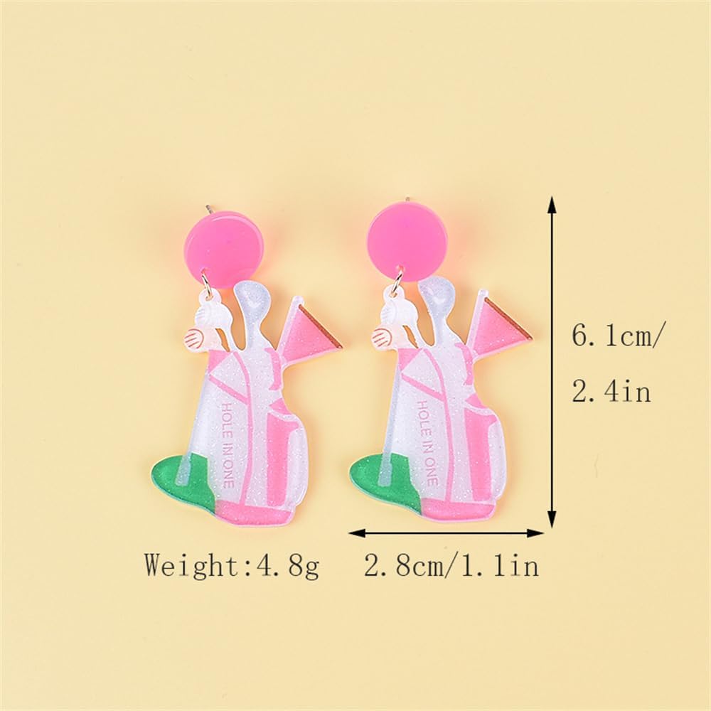 Acrylic Golf Themed Earrings Golf Ball Bag Cart Dangle Earrings Fun Golf Club Earrings Sport Game Day Accessories Outfits Jewelry Gifts for Women - Image 2