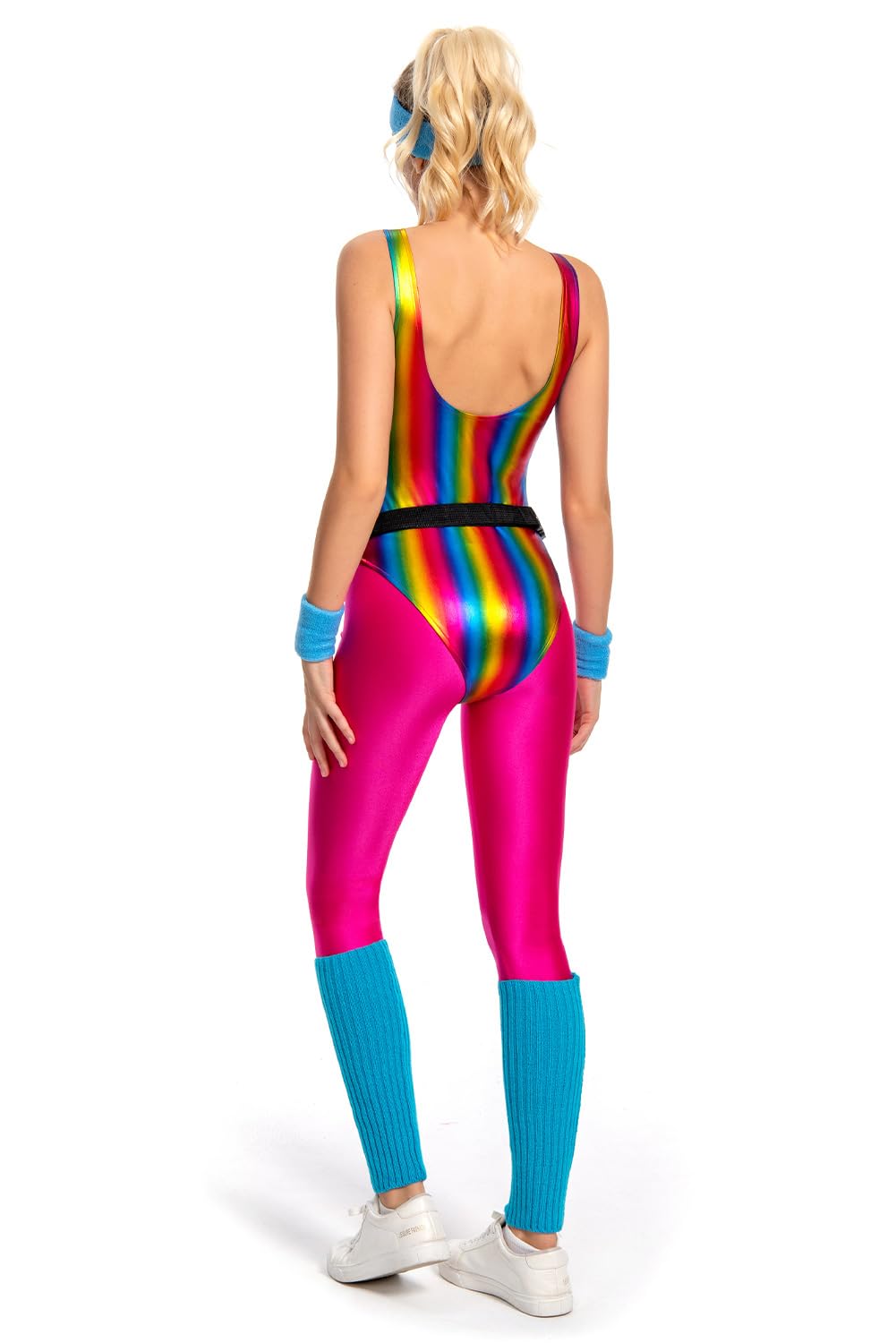 Costume de fitness des années 80 pour femme, ensemble de 6 pièces, combinaison colorée, vêtements d'aérobic, vêtements de yoga et de sport