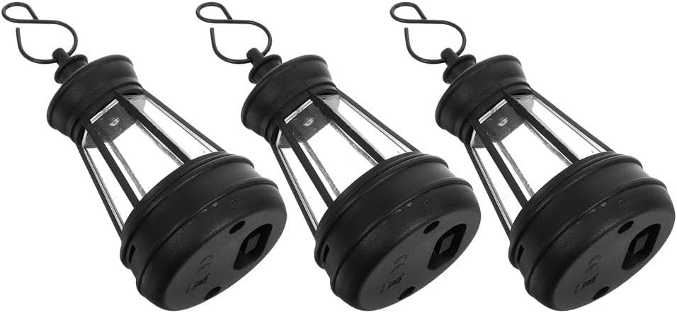 IMIKEYA 3pcs Mini Solar Outdoor Plastic Lanterns Hanging Solar Light Lanterns with Led, Garden Lights for Patio, Yard, Porch Decor