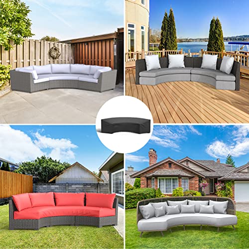Mrrihand Curved Patio Furniture Covers, Waterproof Outdoor Sectional Sofa Cover, Heavy Duty Windproof Lawn Outdoor Couch Covers With 600D, Uv Resistant, Air Vents-120 Lx36 Dx38 Hx82 Fl, Black #TOP6