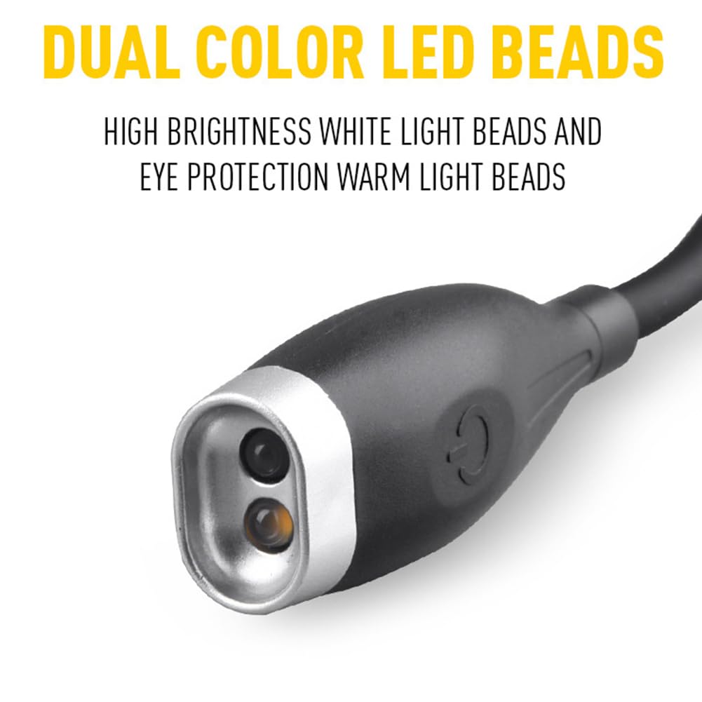 Luz LED de Lectura para el Cuello: Brazos Flexibles, Brillo Ajustable, lámpara Recargable para Actividades Nocturnas