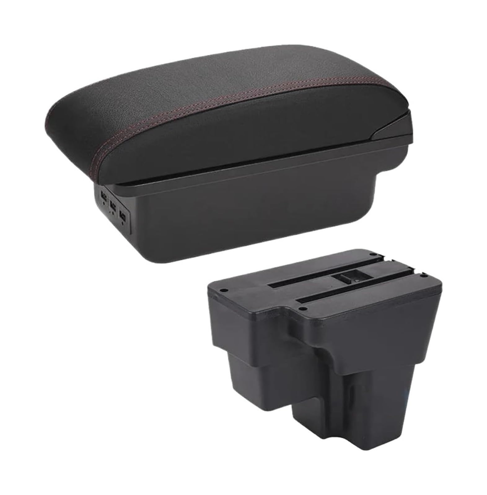 HCKCLMBMZW Car Armrest Retrofit Part Storage Box Accessorie For KIA For Rio For STONIC Lx For Cerato Car Armrest Center Console(B1 Black Red 3usb)