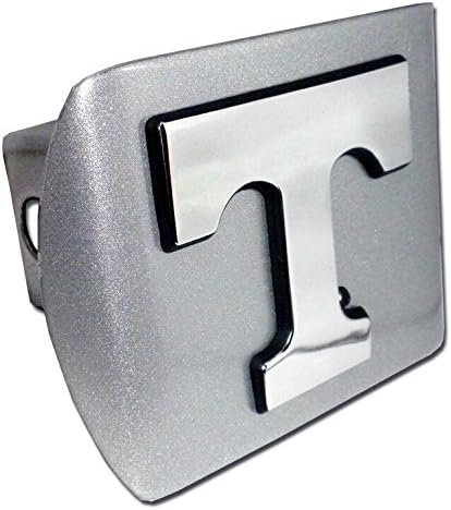 University of Tennessee Volunteers "Brushed Silver with Chrome Power "T” Emblem" College Sports Trailer Hitch Cover Fits 2 Inch Auto Car Truck Receiver