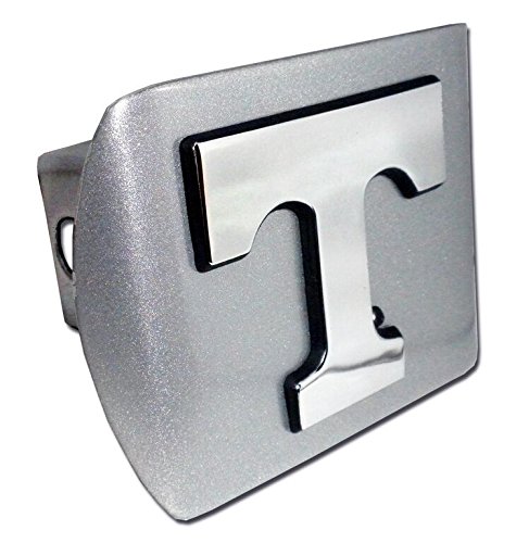 University Of Tennessee Volunteers "Brushed Silver With Chrome Power "T” Emblem" College Sports Trailer Hitch Cover Fits 2 Inch Auto Car Truck Receiver #TOP4