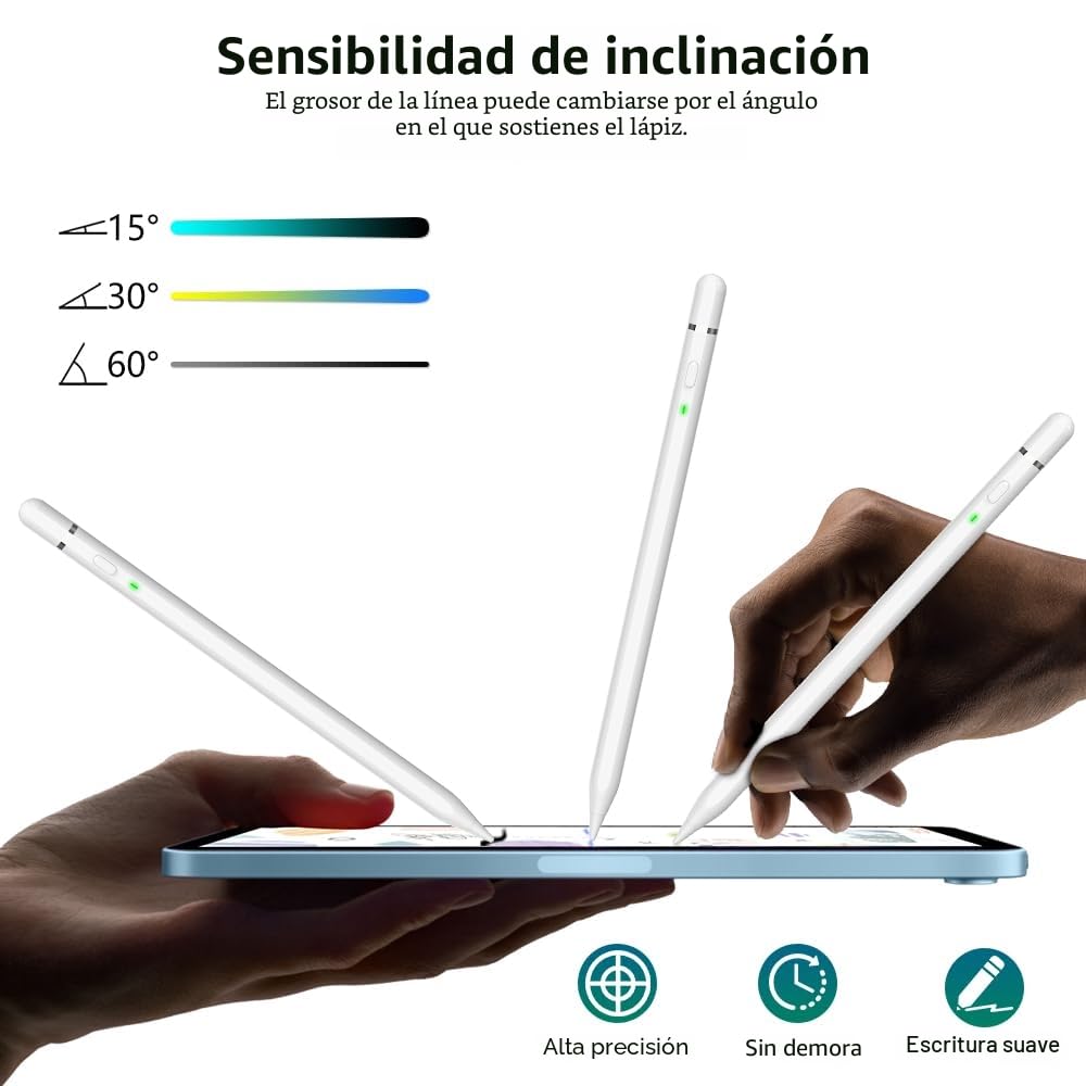 Pencil 1ª Generation para iPad A16 (2018-2025): con Carga rápida USB C - Rechazo de Inclinación y Palma - Lápiz para iPad 11/10/9/8/7/6 - Air 3/4/5/M2/M3 - Mini 5~7 - Pro 11"/12.9"/M4