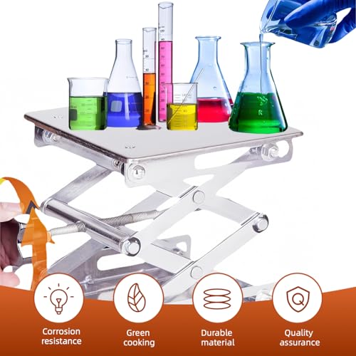 Image of Scissor Lift 6 x 6 Inch - Stainless Steel Lab Scissor Jack with Expandable Lift Height Range from 75mm to 260mm for Support Weight 10KG