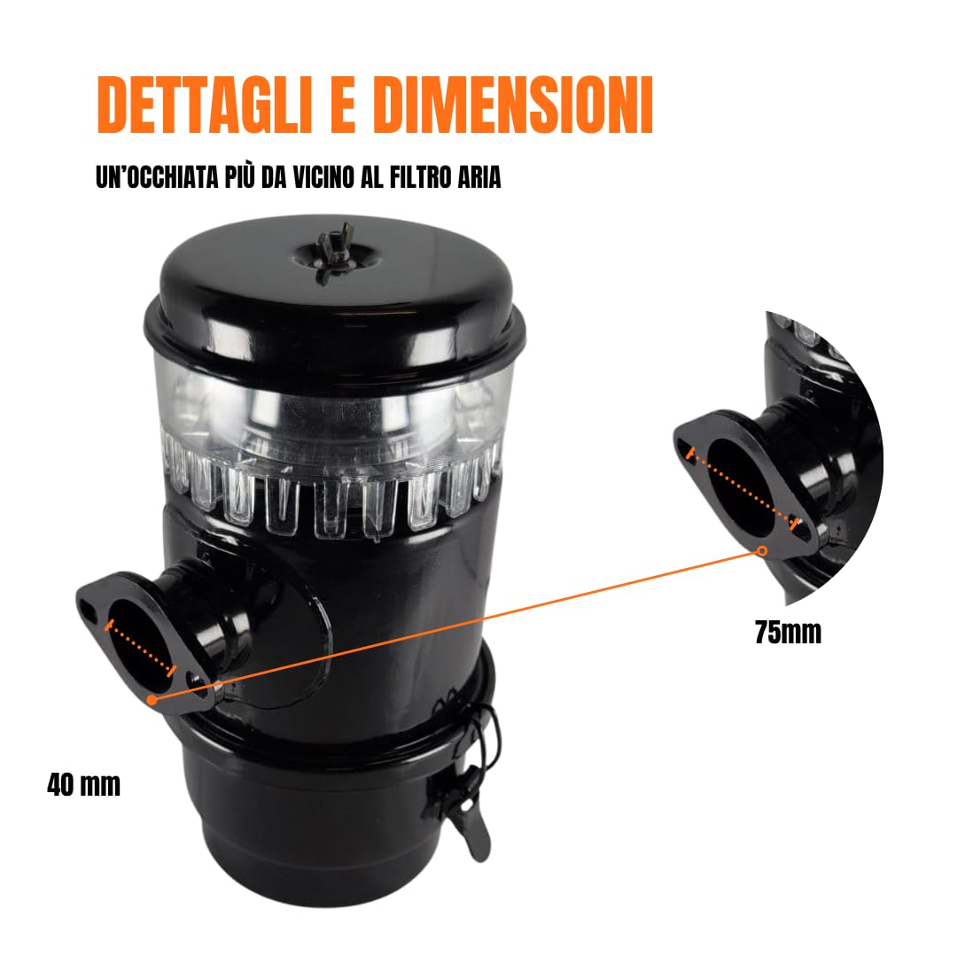 Filtro aria a bagno d'olio con prefiltro trasparente compatibile Lombardini LDA450 LDA451 LDA510 3LD450 3LD451 3LD510