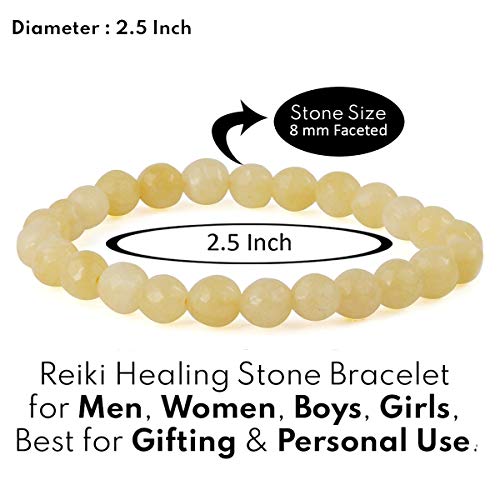 Image of Reiki Crystal Products Natural Crystal Stone 8 mm Faceted Diamond Cut Beads Bracelet for Men & Women | Reiki Charged Gemstone Bracelet | Multiple Stone Variants Available