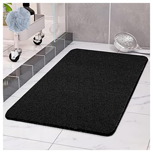 COSYLAND Bathtub Mats Soft Textured Bath Shower Tub Mat, 31.5x16 Inch, Non Slip Comfort Bathroom Mats with Drain, PVC Loofah Mats for Wet Areas, Quick Drying (Black)